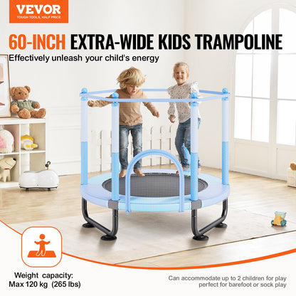 VEVOR 60" Kids Trampoline, 5FT Indoor Outdoor Trampoline, Mini Toddler Recreational Trampolinewith Safety Enclosure Net and Basketball Hoop, Birthday Gifts Christmas Toys for 3+ Years Children, Blue - DWYXBC60YCDW6KFK8V0 - view 3
