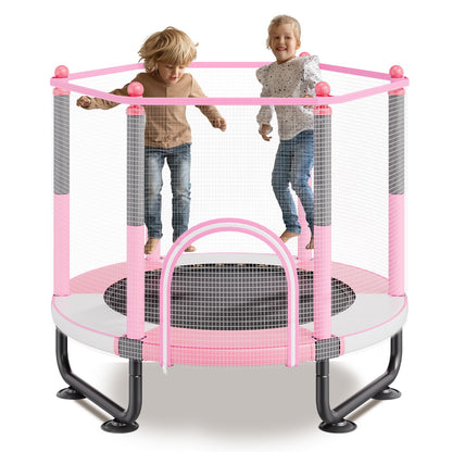VEVOR 60" Kids Trampoline, 5FT Indoor Outdoor Trampoline, Mini Toddler Recreational Trampolinewith Safety Enclosure Net and Basketball Hoop, Birthday Gifts Christmas Toys for 3+ Years Children, Pink - DWYXBC60YCDW7VQVTV0 - view 1