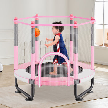 VEVOR 60" Kids Trampoline, 5FT Indoor Outdoor Trampoline, Mini Toddler Recreational Trampolinewith Safety Enclosure Net and Basketball Hoop, Birthday Gifts Christmas Toys for 3+ Years Children, Pink - DWYXBC60YCDW7VQVTV0 - view 9
