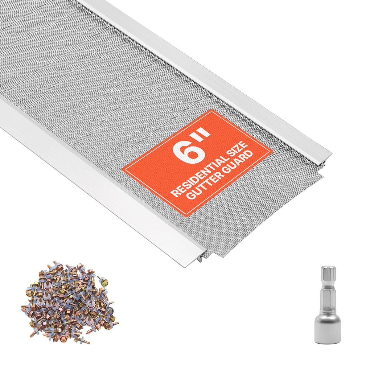 VEVOR Gutter Guard, 6 in Aluminum Gutter Cover with Stainless Steel Micro Mesh, Heavy-Duty 48ft Length, 0.04in Thick, Leaf Guard for Debris and Pine Needles, Easy DIY Install, Screws Included, 12 PCS - DWZTGGBBXGWLNM2QA001V0 - view 1