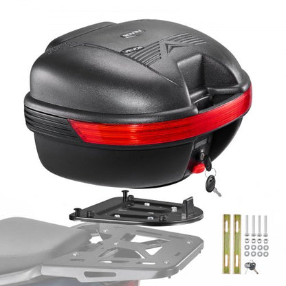 VEVOR Motorcycle Top Case 30L Universal Waterproof PP Motorcycle Tail Case, Detachable Motorbike Top Box with Security Lock & Backrest for Luggage Storage - DX30LPPHSTYX2K6PE001V0 - view 2