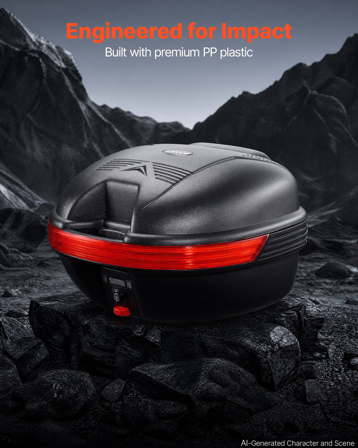 VEVOR Motorcycle Top Case 30L Universal Waterproof PP Motorcycle Tail Case, Detachable Motorbike Top Box with Security Lock & Backrest for Luggage Storage - DX30LPPHSTYX2K6PE001V0 - view 3