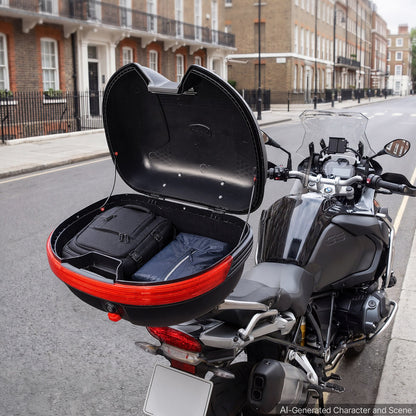 VEVOR Motorcycle Top Case 30L Universal Waterproof PP Motorcycle Tail Case, Detachable Motorbike Top Box with Security Lock & Backrest for Luggage Storage - DX30LPPHSTYX2K6PE001V0 - view 9