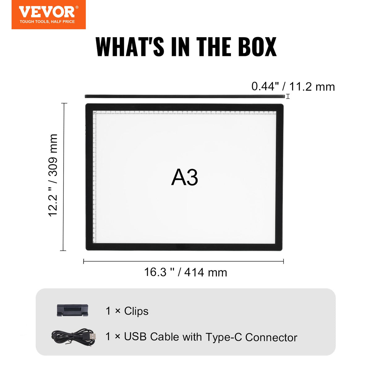 VEVOR Light Board, A3 LED Light Pad with 6 Level Dimmable Brightness, Rechargeable Light Table for Tracing, Light Box for Diamond Painting, Animation, Sketching, Drawing, Stenciling, Artists (Black) - DXA3CDS00000DF6MXV9 - view 8