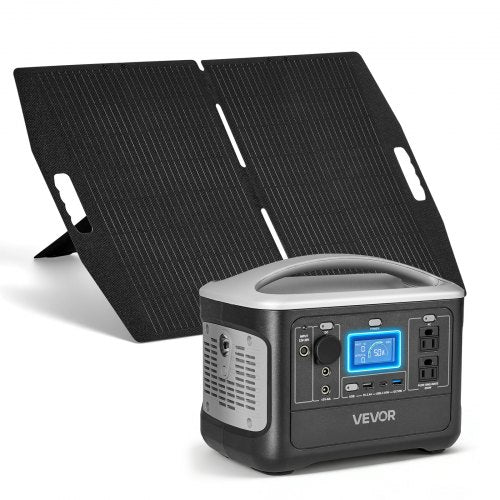 VEVOR Portable Power Station with 100W Solar Panel, 600W Solar Generator Power Station, 493Wh LiFePO4 Battery Backup with 8 Output Ports for Home Emergency, Outdoor Camping, RV Travel - DXCNDYTJ1100D3D0E001V1 - view 2