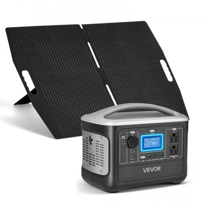 VEVOR Portable Power Station with 100W Solar Panel, 600W Solar Generator Power Station, 493Wh LiFePO4 Battery Backup with 8 Output Ports for Home Emergency, Outdoor Camping, RV Travel - DXCNDYTJ1100D3D0E001V1 - view 2