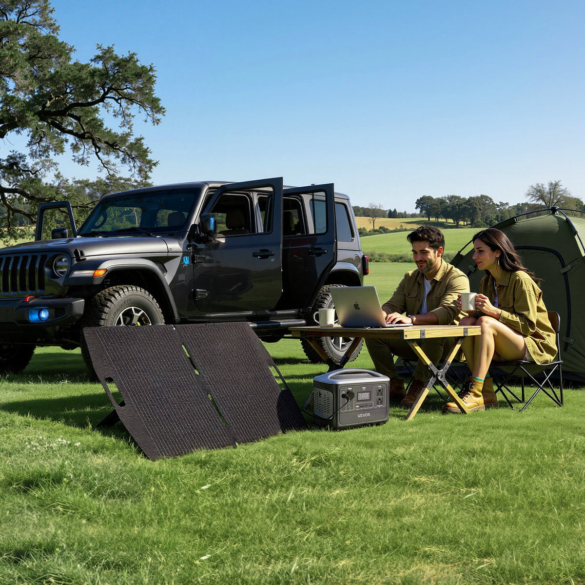 VEVOR Portable Power Station with 100W Solar Panel, 600W Solar Generator Power Station, 493Wh LiFePO4 Battery Backup with 8 Output Ports for Home Emergency, Outdoor Camping, RV Travel - DXCNDYTJ1100D3D0E001V1 - view 9