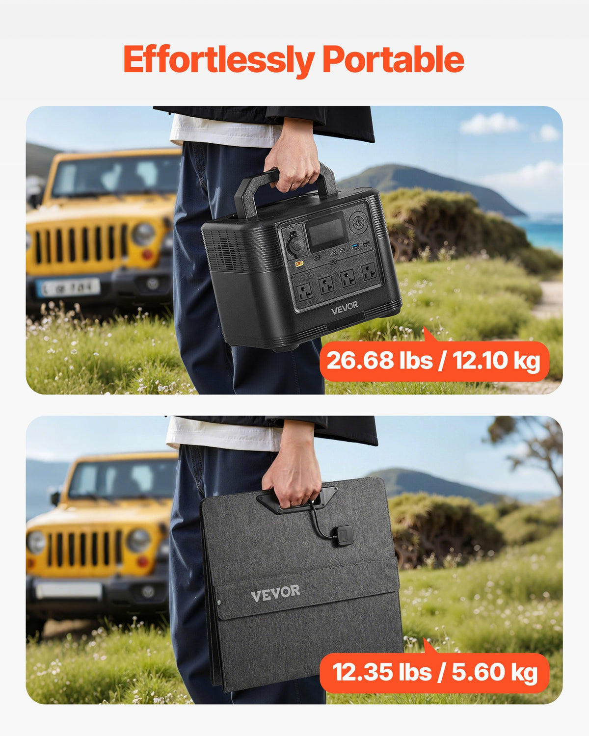 VEVOR Portable Power Station with 200W Solar Panel, 1800W Solar Generator Power Station, 1008Wh LiFePO4 Battery Backup with 9 Output Ports for for Home Emergency, Outdoor Camping, RV Travel - DXCNDYTJ1200T987R001V1 - view 6
