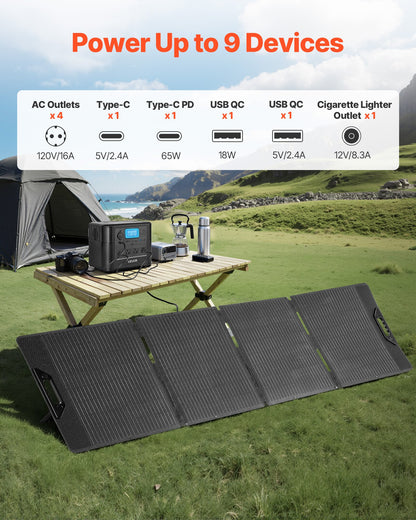 VEVOR Portable Power Station with 200W Solar Panel, 1800W Solar Generator Power Station, 1008Wh LiFePO4 Battery Backup with 9 Output Ports for for Home Emergency, Outdoor Camping, RV Travel - DXCNDYTJ1200T987R001V1 - view 7