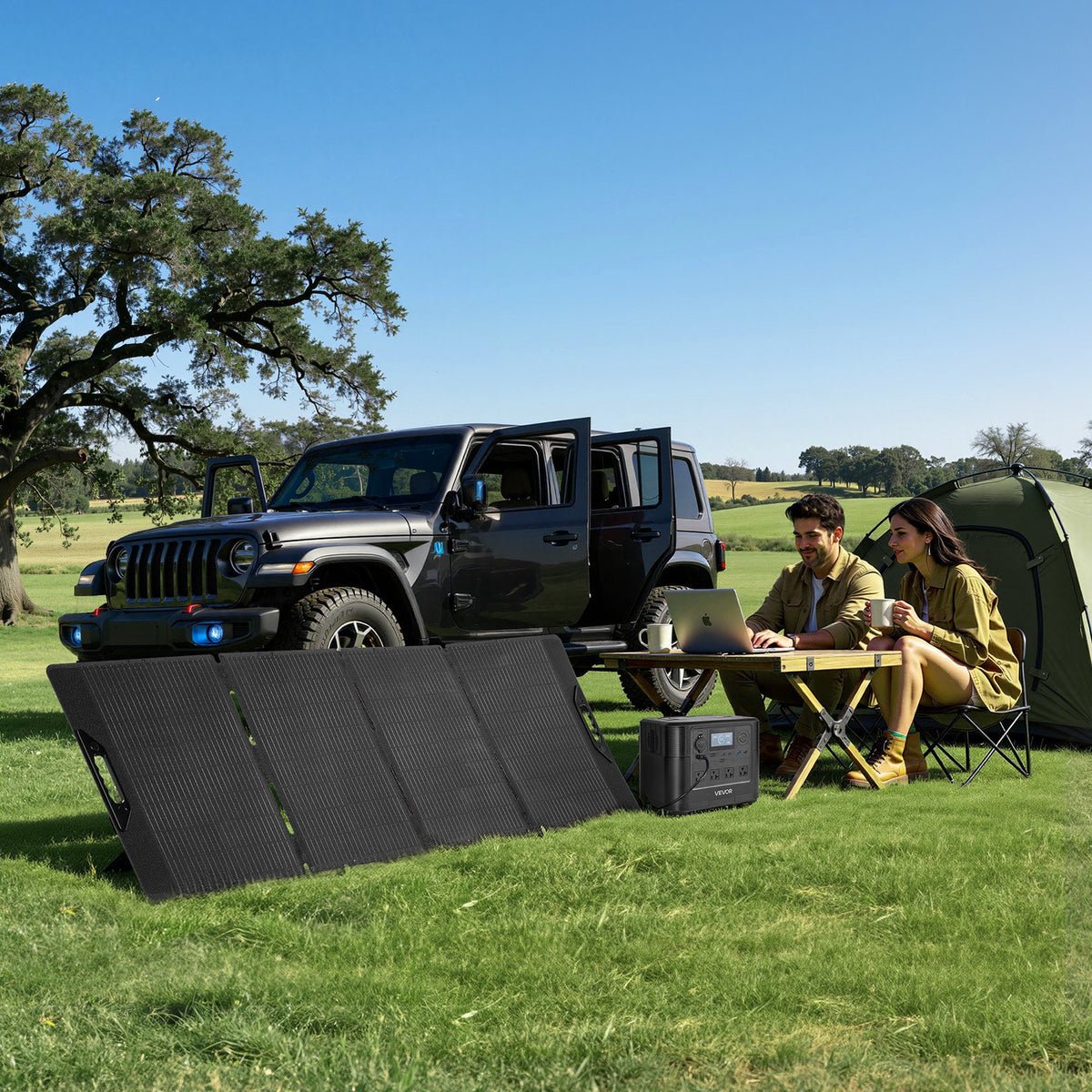 VEVOR Portable Power Station with 200W Solar Panel, 1800W Solar Generator Power Station, 1008Wh LiFePO4 Battery Backup with 9 Output Ports for for Home Emergency, Outdoor Camping, RV Travel - DXCNDYTJ1200T987R001V1 - view 9