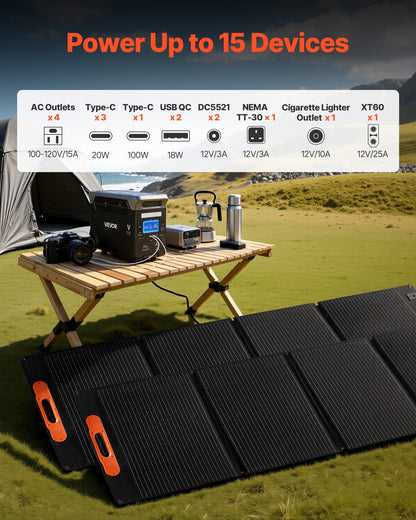 VEVOR Portable Power Station with 2PCS 200W Solar Panels, 3000W Solar Generator Power Station, 3072Wh LiFePO4 Battery Backup with 15 Output Ports for for Home Emergency, Outdoor Camping, RV Travel - DXCNDYTJ2200V2T2X001V1 - view 7