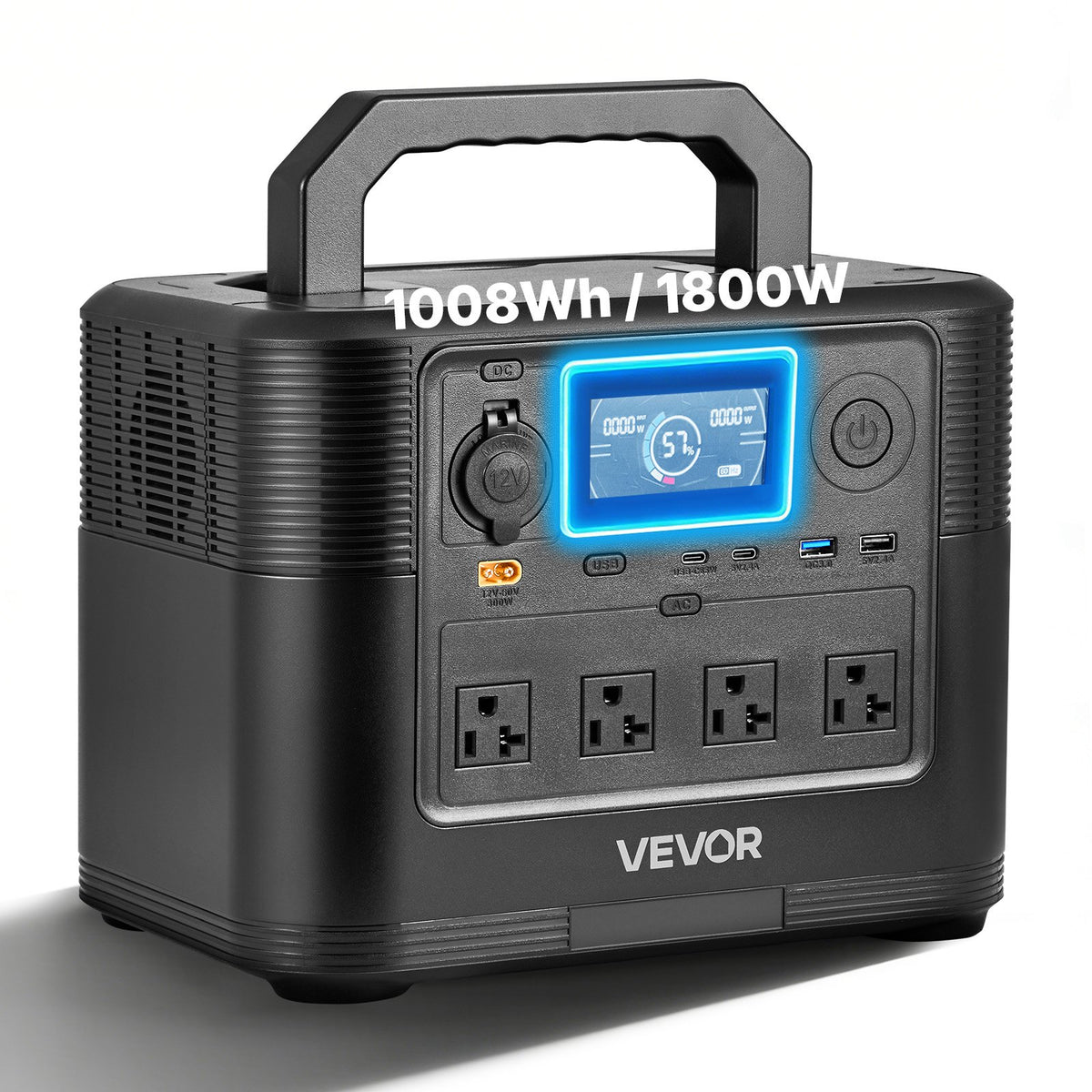 VEVOR Portable Power Station, 1800W Solar Generator Power Station, 1008Wh LiFePO4 Battery Backup with 9 Output Ports for for Home Emergency, Outdoor Camping, RV Travel (Solar Panel NOT Included) - DXCNDYWTYNB177DIF001V1 - view 1