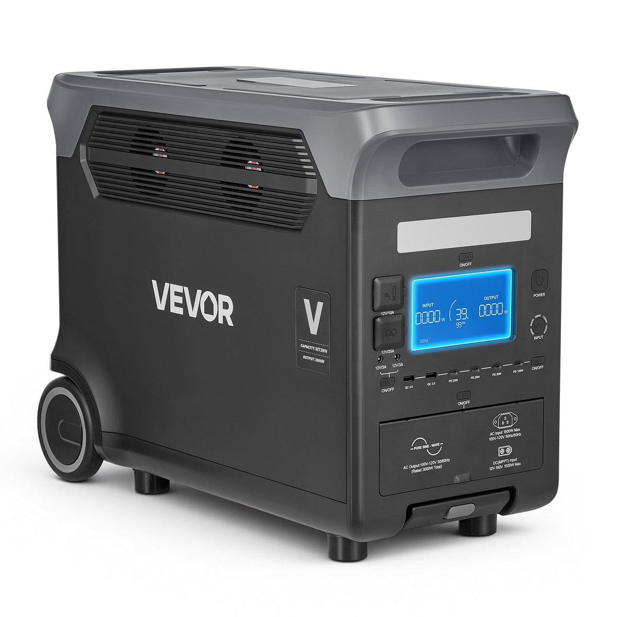 VEVOR Portable Power Station, 3000W Solar Generator Power Station, 3072Wh LiFePO4 Battery Backup with 15 Output Ports for for Home Emergency, Outdoor Camping, RV Travel (Solar Panel NOT Included) - DXCNDYWTYNB39QS59001V1 - view 1
