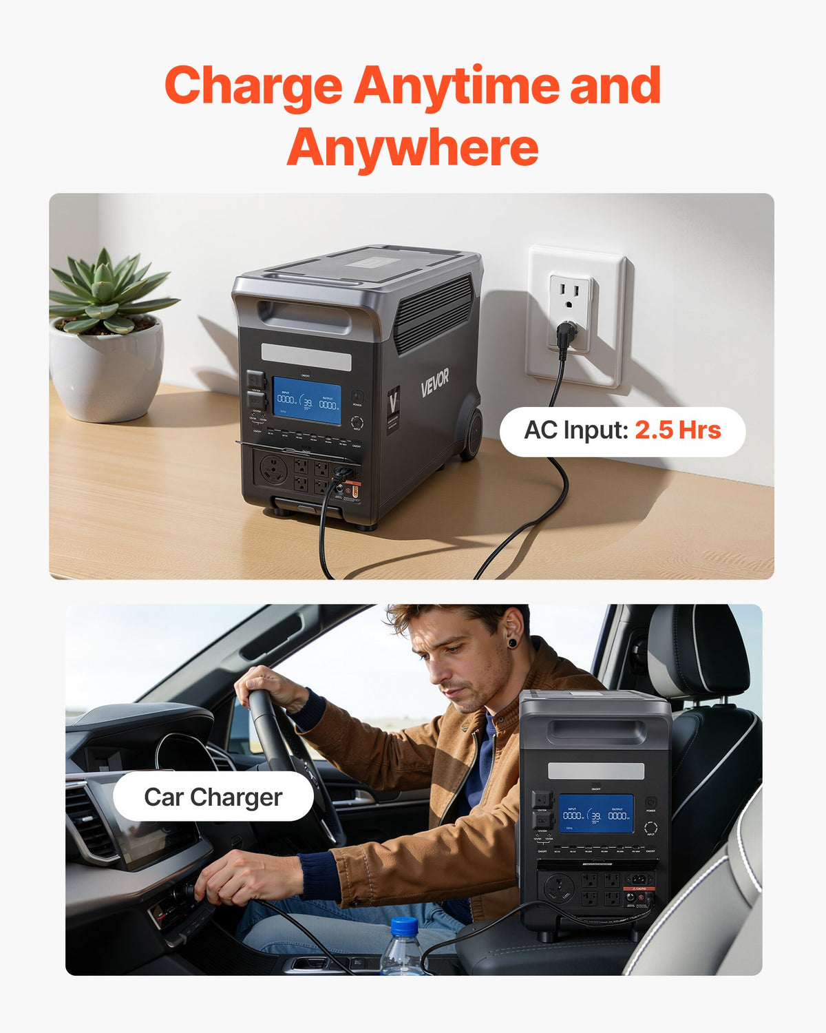 VEVOR Portable Power Station, 3000W Solar Generator Power Station, 3072Wh LiFePO4 Battery Backup with 15 Output Ports for for Home Emergency, Outdoor Camping, RV Travel (Solar Panel NOT Included) - DXCNDYWTYNB39QS59001V1 - view 7