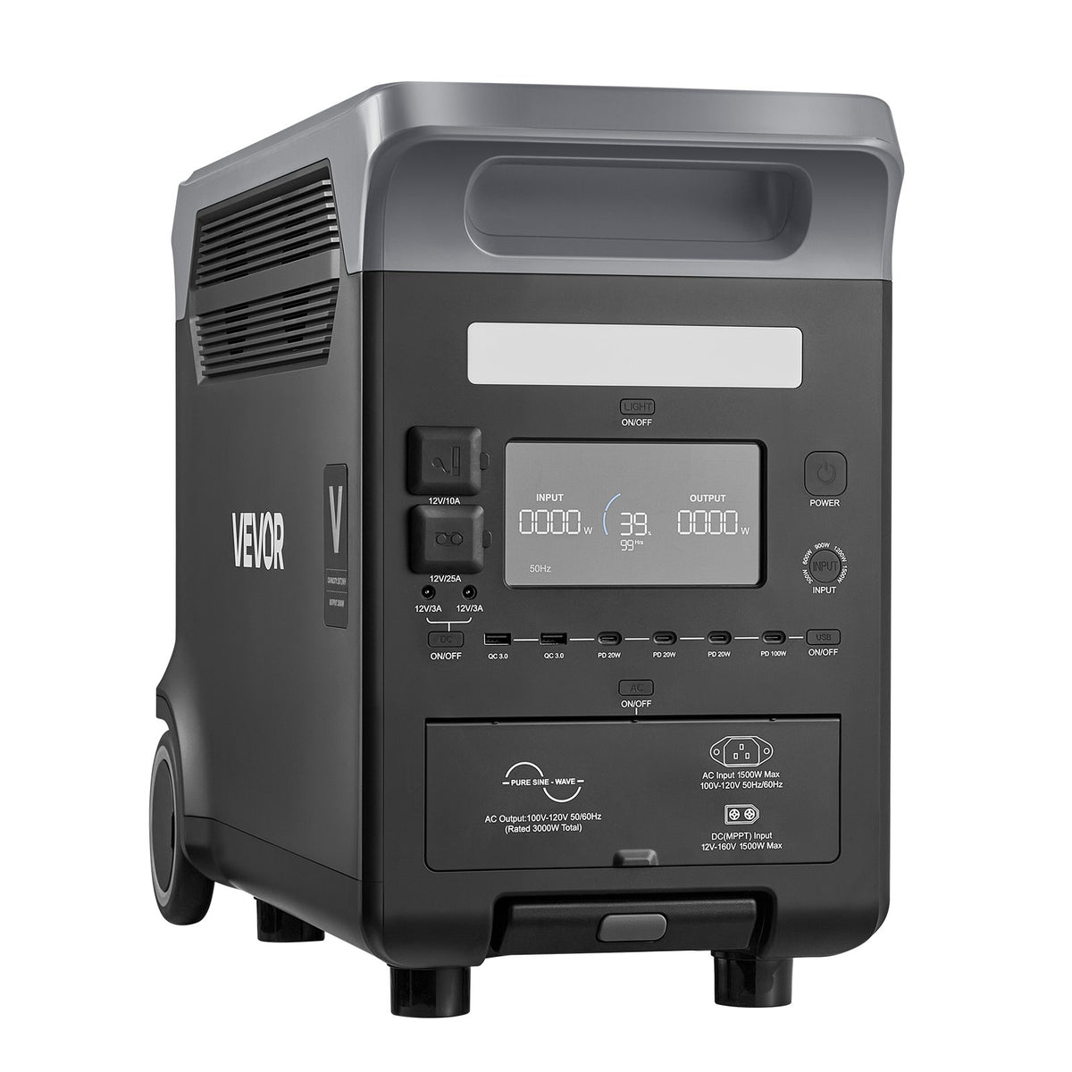 VEVOR Portable Power Station, 3000W Solar Generator Power Station, 3072Wh LiFePO4 Battery Backup with 15 Output Ports for for Home Emergency, Outdoor Camping, RV Travel (Solar Panel NOT Included) - DXCNDYWTYNB39QS59001V1 - view 10