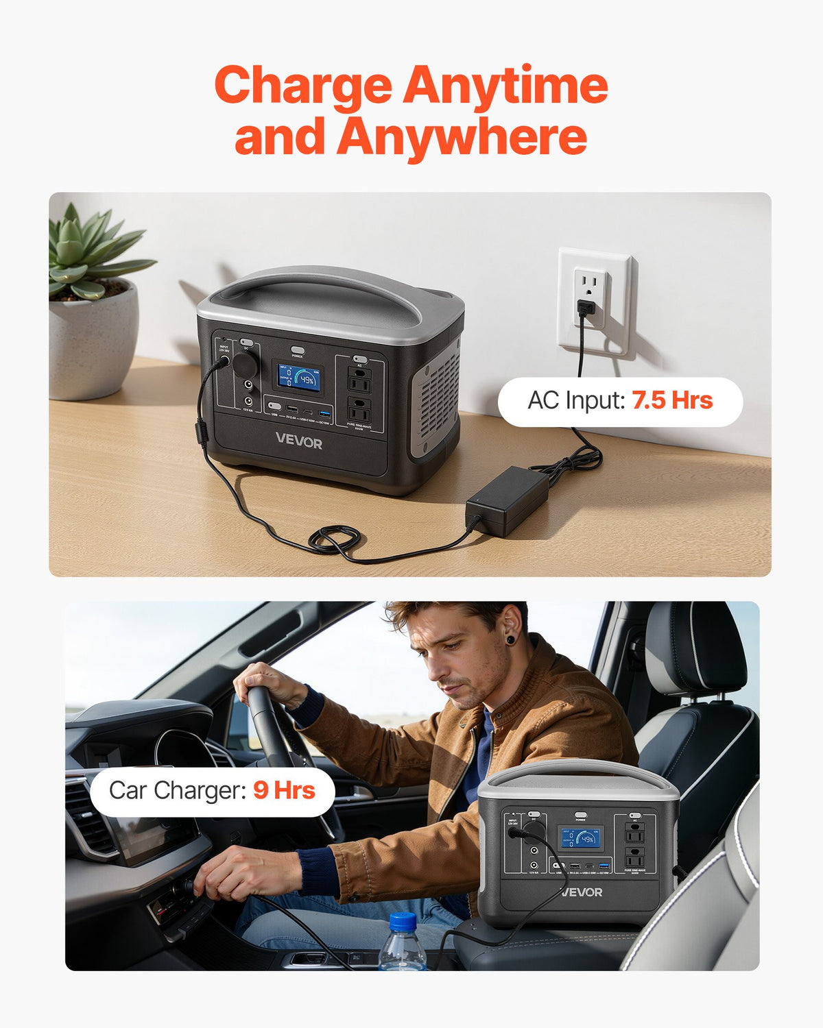 VEVOR Portable Power Station, 600W Solar Generator Power Station, 493Wh LiFePO4 Battery Backup with 8 Output Ports for Home Emergency, Outdoor Camping, RV Travel (Solar Panel NOT Included) - DXCNDYWTYNB5I6NQI001V1 - view 7