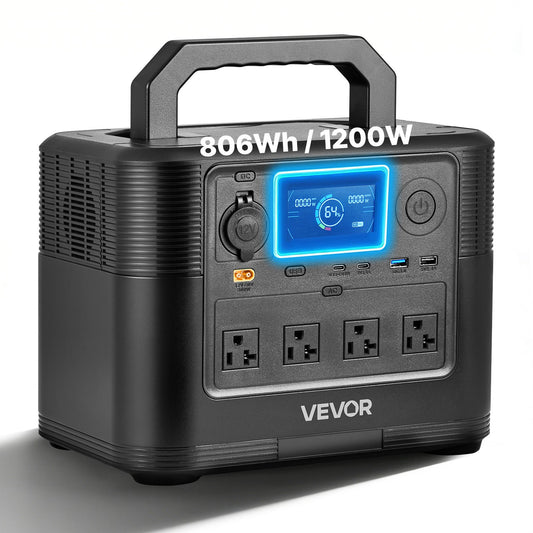 VEVOR Portable Power Station, 1200W Solar Generator Power Station, 806Wh LiFePO4 Battery Backup with 10 Output Ports for Home Emergency, Outdoor Camping, RV Travel (Solar Panel NOT Included) - DXCNDYWTYNB8SOZ1E001V1 - view 1