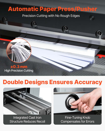 VEVOR Electric Paper Cutter, 1100W Heavy Duty Paper Cutter Machine With 20.28 in Cutting Width, 3.15 in Cutting Thickness, Electric Guillotine Trimmer with Casters and 7 in Touchscreen, for Print Shop - DXDDQZJYYQZJVVLNO001V1 - view 5