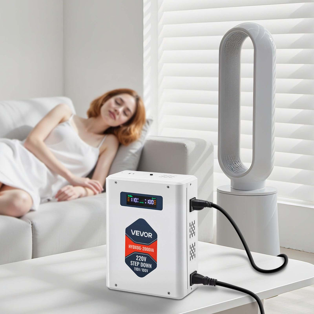 VEVOR Step Down Voltage Converter, 2000VA, Heavy Duty Voltage Power Converter, 220V to 110V Power Transformer, with 2 US Outlets, USB Output, LCD Display, Temperature Protection, for 110V Appliances - DXDYZHQJY110IDWO5001V7 - view 9