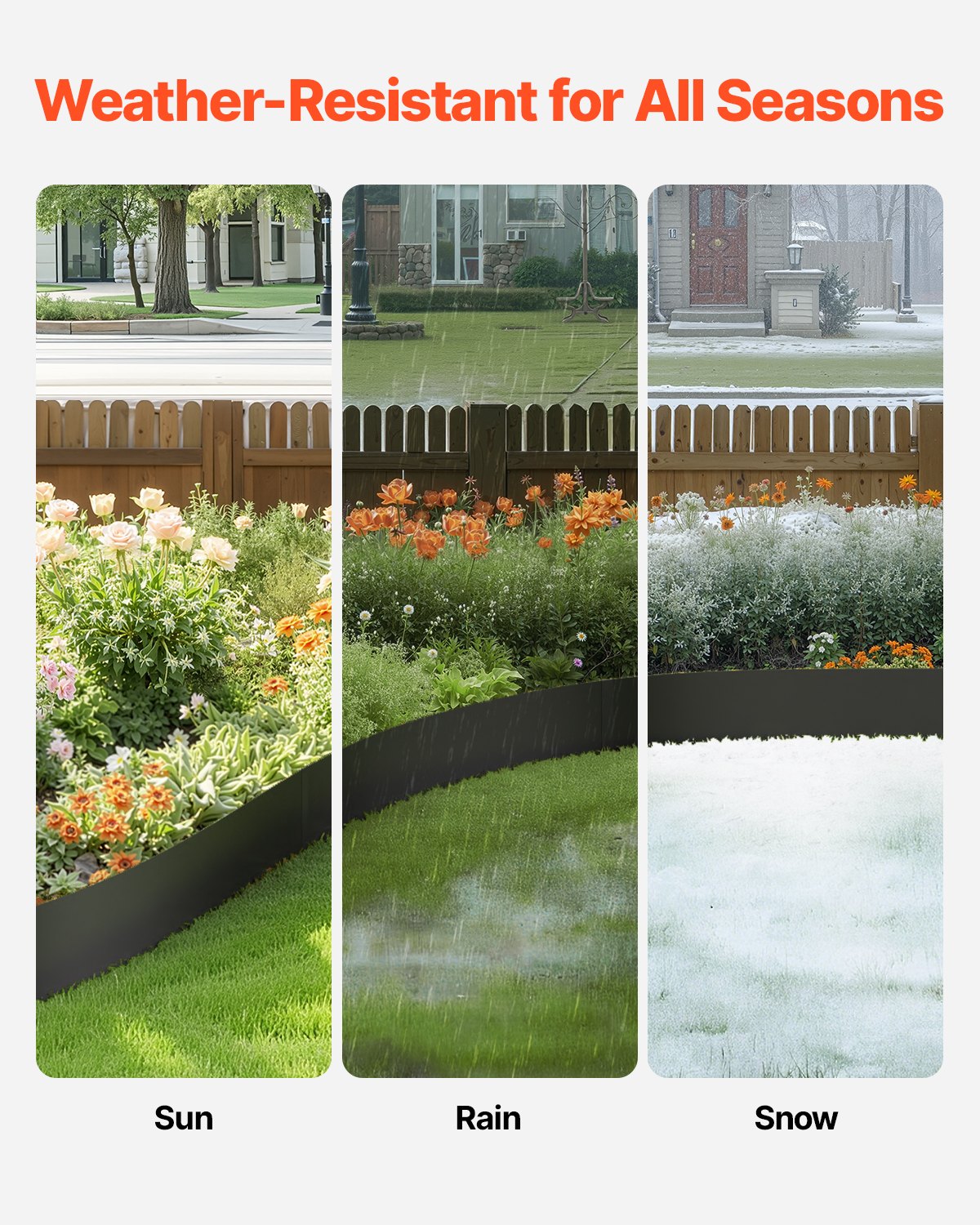 VEVOR Steel Landscape Edging, 3 Packs 40 x 6 in Rust-Resistant Metal Landscape Edging, Bendable Garden Edging Border, Heavy Duty Lawn Edging, Easy-to-Install, Flower Bed Yard Pathway Divider Black - DXGJSPZ3PCS4KIGQYV0 - view 4