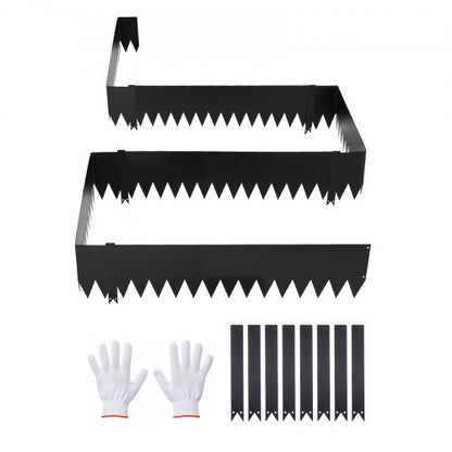 VEVOR Galvanized Steel Landscape Edging, 6-Pack 40 x 10 Inch Metal Edging for Landscaping with 8 Mounting Clips, Heavy Duty Metal Garden Edge Border for Flower Bed, Yard Pathway, Black - DXGJSPZ40INC8WKPZ001V0 - view 2