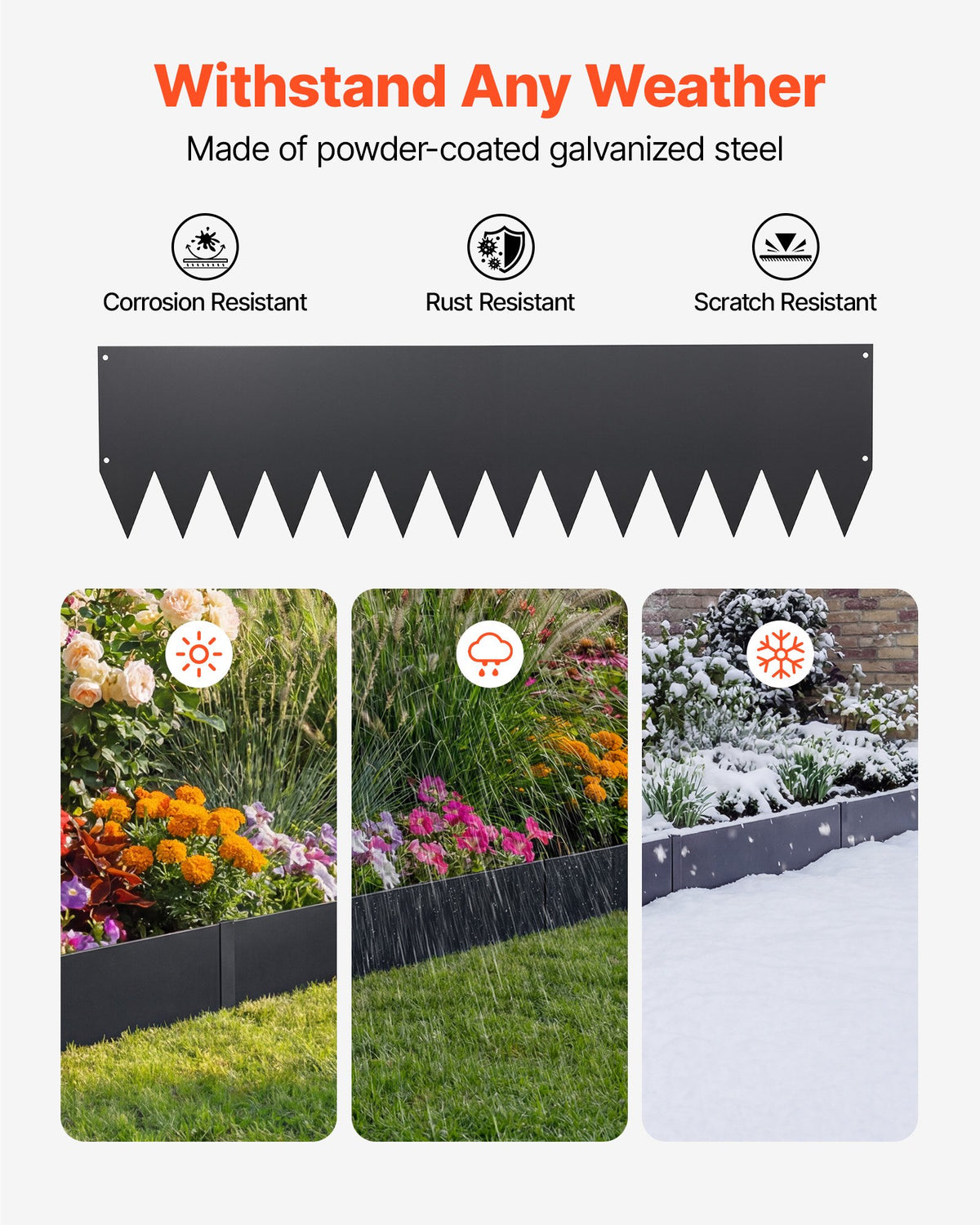 VEVOR Galvanized Steel Landscape Edging, 6-Pack 40 x 10 Inch Metal Edging for Landscaping with 8 Mounting Clips, Heavy Duty Metal Garden Edge Border for Flower Bed, Yard Pathway, Black - DXGJSPZ40INC8WKPZ001V0 - view 3