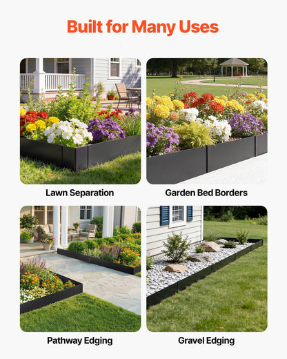 VEVOR Galvanized Steel Landscape Edging, 6-Pack 40 x 10 Inch Metal Edging for Landscaping with 8 Mounting Clips, Heavy Duty Metal Garden Edge Border for Flower Bed, Yard Pathway, Black - DXGJSPZ40INC8WKPZ001V0 - view 7