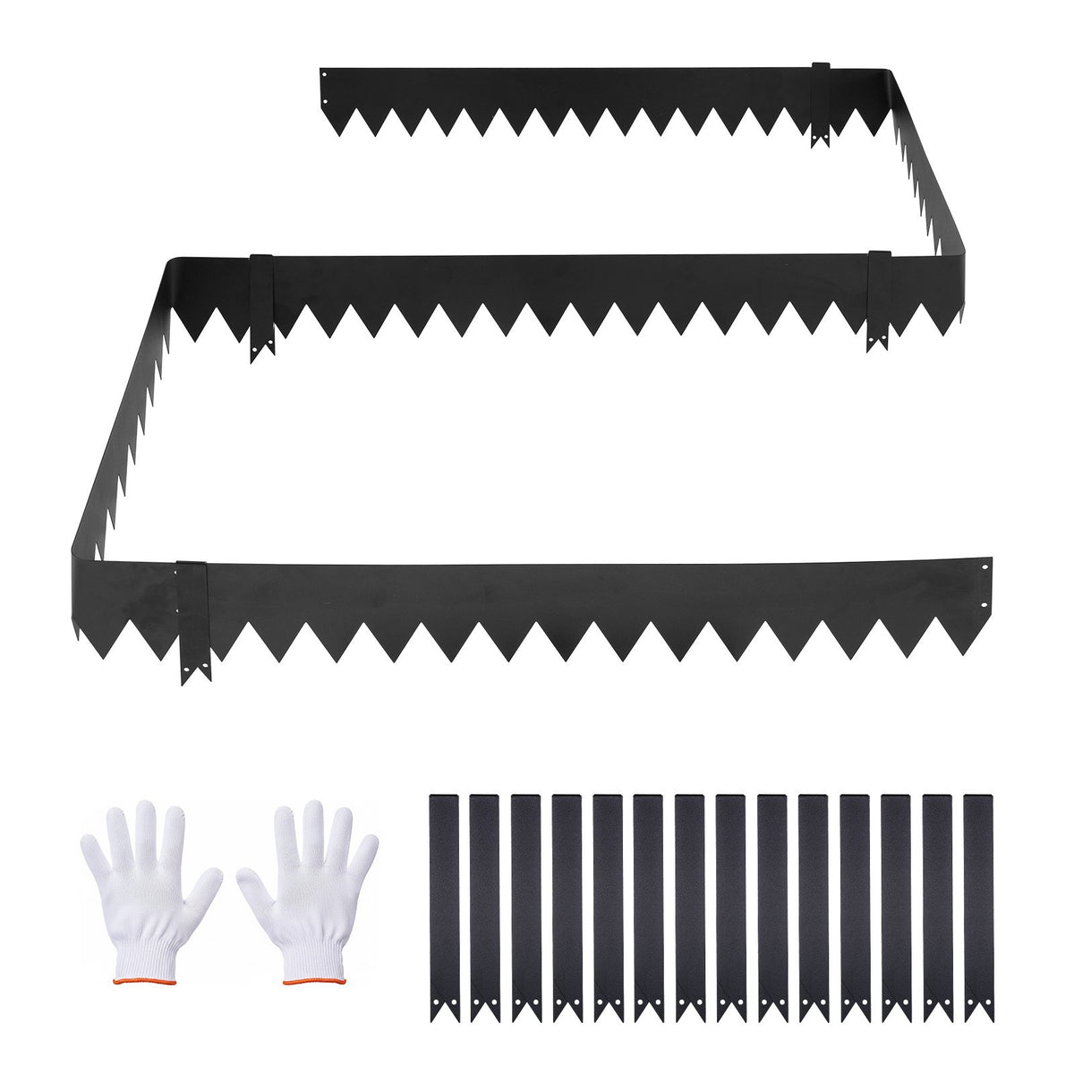 VEVOR Galvanized Steel Landscape Edging, 12-Pack 40 x 6 Inch Metal Edging for Landscaping with 14 Mounting Clips, Heavy Duty Metal Garden Edge Border for Flower Bed, Yard Pathway, Black - DXGJSPZ40INCEY3FH001V0 - view 1