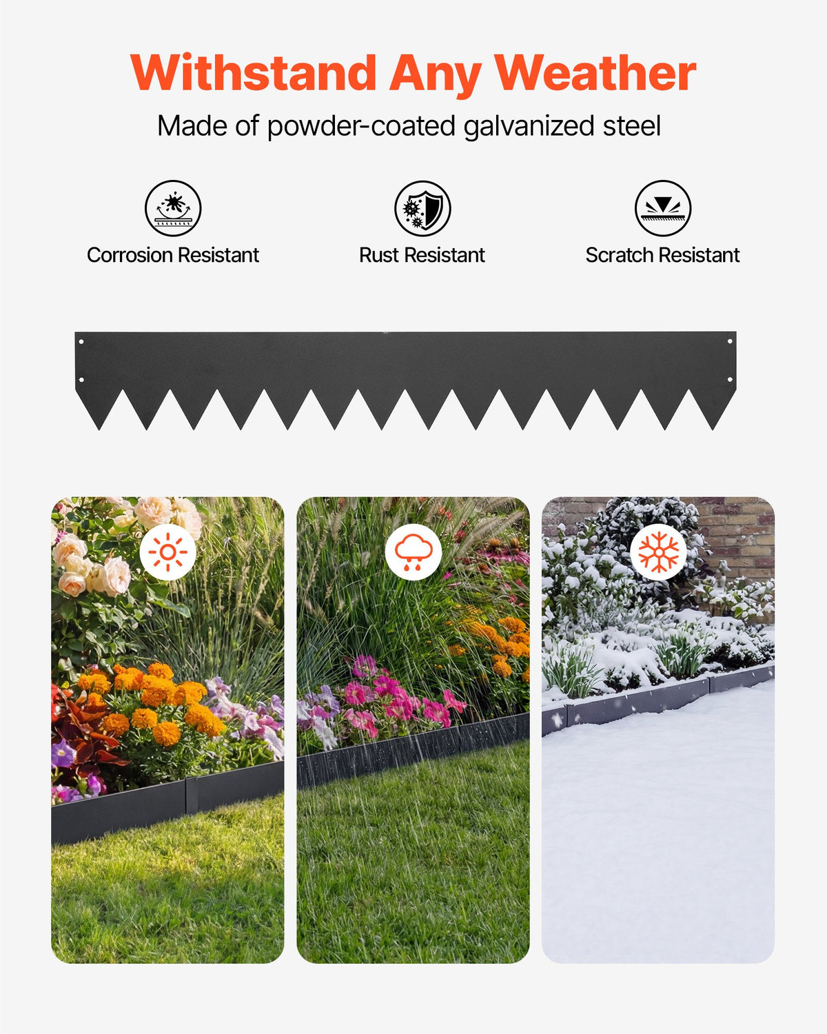 VEVOR Galvanized Steel Landscape Edging, 12-Pack 40 x 6 Inch Metal Edging for Landscaping with 14 Mounting Clips, Heavy Duty Metal Garden Edge Border for Flower Bed, Yard Pathway, Black - DXGJSPZ40INCEY3FH001V0 - view 3