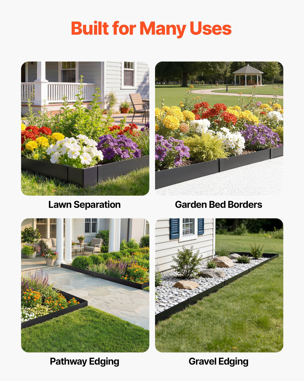 VEVOR Galvanized Steel Landscape Edging, 12-Pack 40 x 6 Inch Metal Edging for Landscaping with 14 Mounting Clips, Heavy Duty Metal Garden Edge Border for Flower Bed, Yard Pathway, Black - DXGJSPZ40INCEY3FH001V0 - view 7