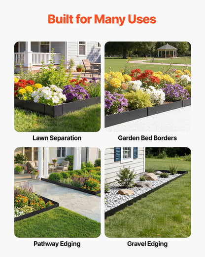 VEVOR Galvanized Steel Landscape Edging, 12-Pack 40 x 8 Inch Metal Edging for Landscaping with 14 Mounting Clips, Heavy Duty Metal Garden Edge Border for Flower Bed, Yard Pathway, Black - DXGJSPZ40INCTA673001V0 - view 7