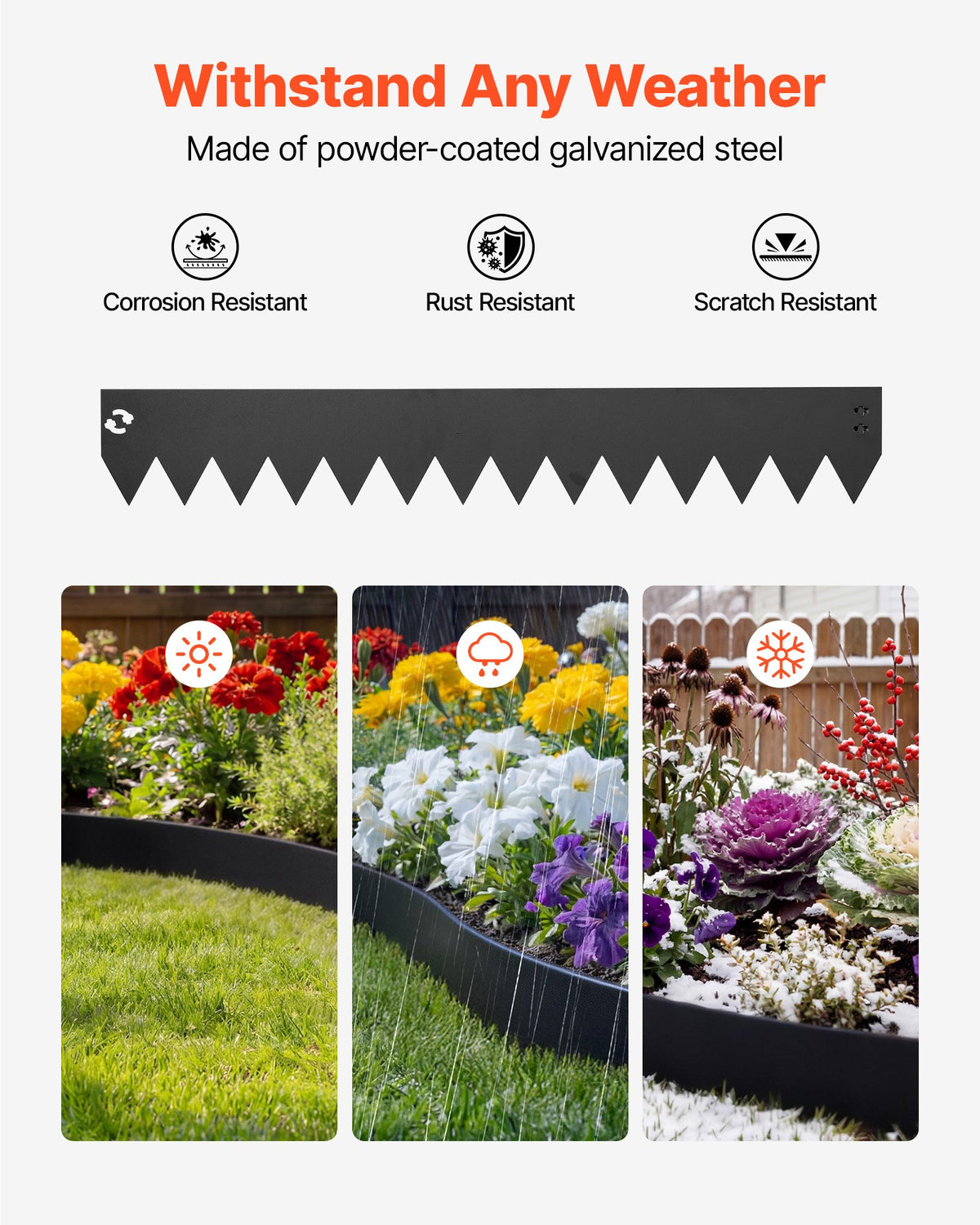 VEVOR Galvanized Steel Landscape Edging, 6-Pack 40 x 6 Inch Metal Edging for Landscaping with 6 Mounting Clips, Bendable Metal Garden Edge Border for Flower Bed, Yard Pathway, Black - DXGJSPZ40X6IU4B20001V0 - view 3