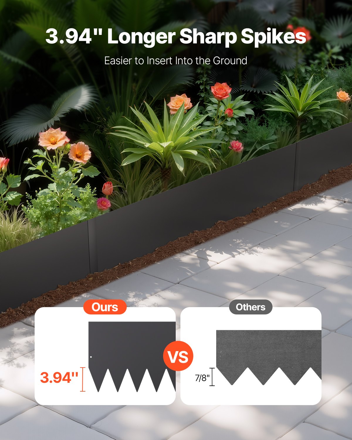 VEVOR Steel Landscape Edging, 4 Packs 40 x 12 in Rust-Resistant Metal Landscape Edging, Bendable Garden Edging Border, Heavy Duty Lawn Edging, Easy-to-Install, Flower Bed Yard Pathway Divider Black - DXGJSPZ4PCS4VHP3PV0 - view 3