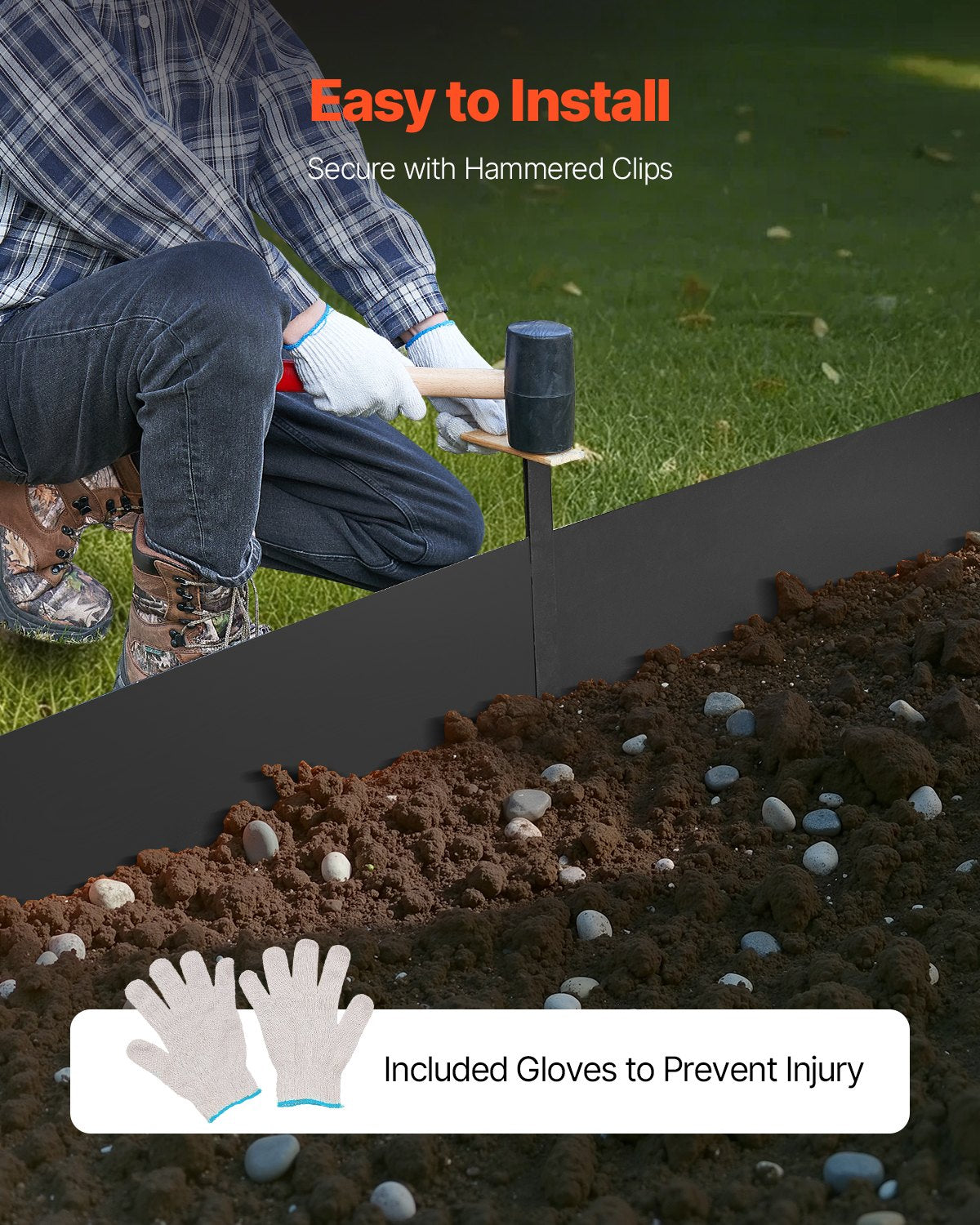 VEVOR Steel Landscape Edging, 4 Packs 40 x 12 in Rust-Resistant Metal Landscape Edging, Bendable Garden Edging Border, Heavy Duty Lawn Edging, Easy-to-Install, Flower Bed Yard Pathway Divider Black - DXGJSPZ4PCS4VHP3PV0 - view 6