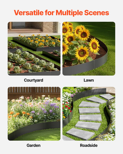 VEVOR Steel Landscape Edging, 4 Packs 40 x 12 in Rust-Resistant Metal Landscape Edging, Bendable Garden Edging Border, Heavy Duty Lawn Edging, Easy-to-Install, Flower Bed Yard Pathway Divider Black - DXGJSPZ4PCS4VHP3PV0 - view 7