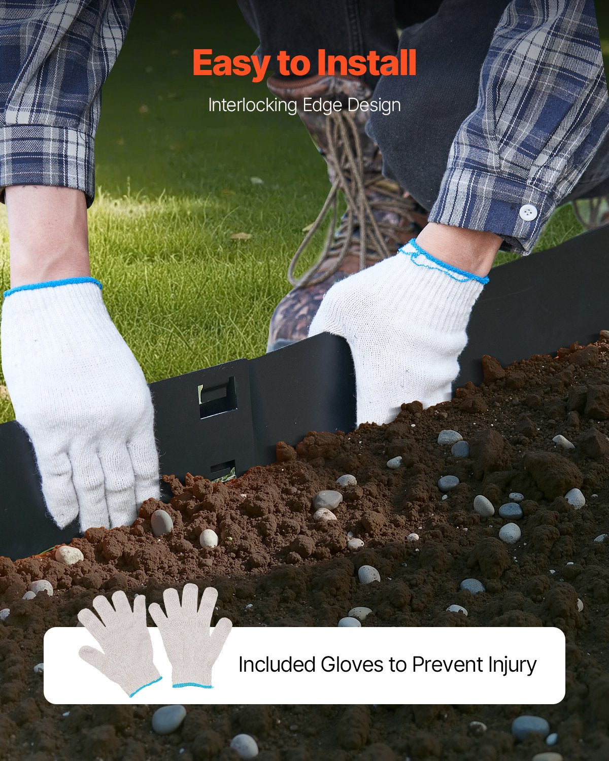 VEVOR Steel Landscape Edging, 5 Packs 39 x 3 in Rust-Resistant Metal Landscape Edging, Bendable Garden Edging Border, Heavy Duty Lawn Edging, Easy-to-Install, Flower Bed Yard Pathway Divider Black - DXGJSPZ5PCS334RZOV0 - view 6