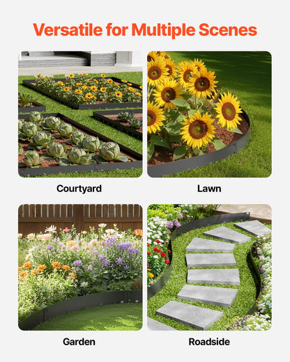VEVOR Steel Landscape Edging, 5 Packs 39 x 3 in Rust-Resistant Metal Landscape Edging, Bendable Garden Edging Border, Heavy Duty Lawn Edging, Easy-to-Install, Flower Bed Yard Pathway Divider Black - DXGJSPZ5PCS334RZOV0 - view 7