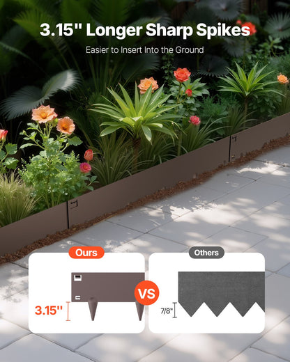 VEVOR Steel Landscape Edging, 5 Packs 39 x 4 in Rust-Resistant Metal Landscape Edging, Bendable Garden Edging Border, Heavy Duty Lawn Edging, Easy-to-Install, Flower Bed Yard Pathway Divider Brown - DXGJSPZ5PCS39ATCXV0 - view 3