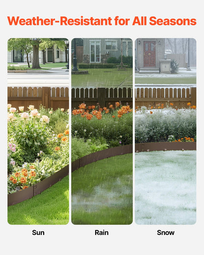VEVOR Steel Landscape Edging, 5 Packs 39 x 4 in Rust-Resistant Metal Landscape Edging, Bendable Garden Edging Border, Heavy Duty Lawn Edging, Easy-to-Install, Flower Bed Yard Pathway Divider Brown - DXGJSPZ5PCS39ATCXV0 - view 4