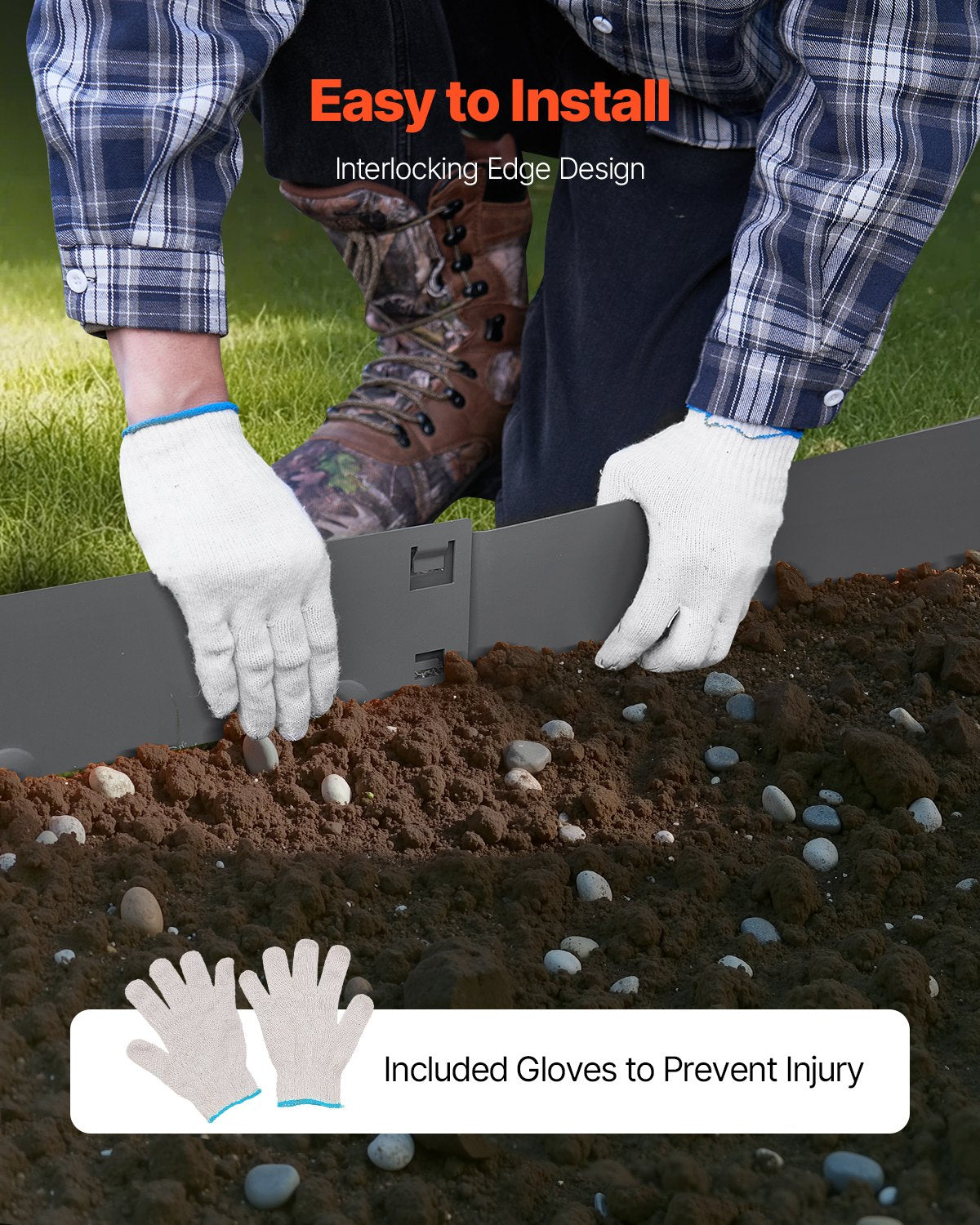 VEVOR Steel Landscape Edging, 5 Packs 39 x 3 in Rust-Resistant Metal Landscape Edging, Bendable Garden Edging Border, Heavy Duty Lawn Edging, Easy-to-Install, Flower Bed Yard Pathway Divider Dark Gray - DXGJSPZ5PCS3COSP7V0 - view 6