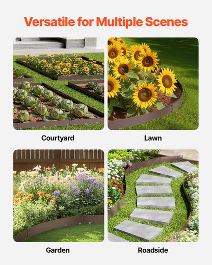 VEVOR Steel Landscape Edging, 5 Packs 39 x 3 in Rust-Resistant Metal Landscape Edging, Bendable Garden Edging Border, Heavy Duty Lawn Edging, Easy-to-Install, Flower Bed Yard Pathway Divider Brown - DXGJSPZ5PCS3ME5E9V0 - view 7