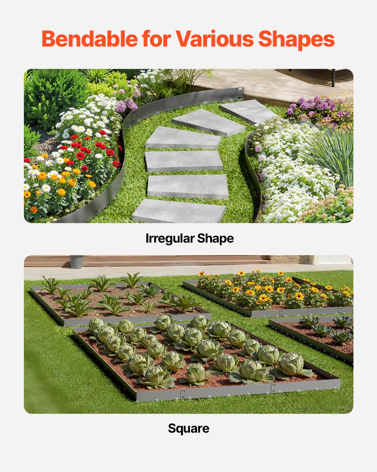 VEVOR Steel Landscape Edging, 5 Packs 39 x 4 in Rust-Resistant Metal Landscape Edging, Bendable Garden Edging Border, Heavy Duty Lawn Edging, Easy-to-Install, Flower Bed Yard Pathway Divider Dark Gray - DXGJSPZ5PCS3VX1HEV0 - view 5