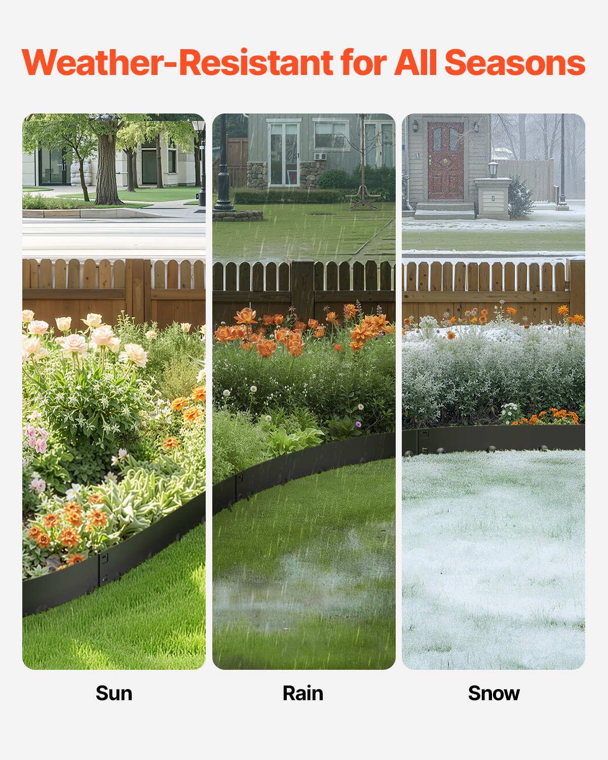 VEVOR Steel Landscape Edging, 5 Packs 39 x 5 in Rust-Resistant Metal Landscape Edging, Bendable Garden Edging Border, Heavy Duty Lawn Edging, Easy-to-Install, Flower Bed Yard Pathway Divider Black - DXGJSPZ5PCS3W4HOLV0 - view 4