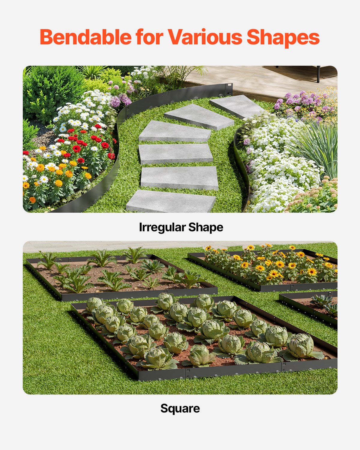 VEVOR Steel Landscape Edging, 5 Packs 39 x 5 in Rust-Resistant Metal Landscape Edging, Bendable Garden Edging Border, Heavy Duty Lawn Edging, Easy-to-Install, Flower Bed Yard Pathway Divider Black - DXGJSPZ5PCS3W4HOLV0 - view 5