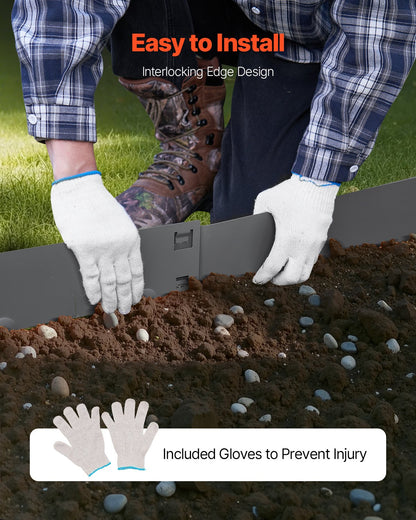 VEVOR Steel Landscape Edging, 5 Packs 39 x 5 in Rust-Resistant Metal Landscape Edging, Bendable Garden Edging Border, Heavy Duty Lawn Edging, Easy-to-Install, Flower Bed Yard Pathway Divider Dark Gray - DXGJSPZ5PCS3XI96GV0 - view 6