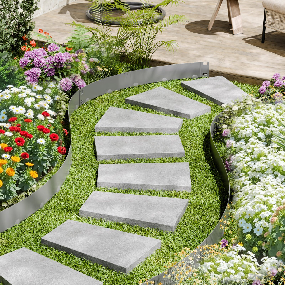VEVOR Steel Landscape Edging, 5 Packs 39 x 5 in Rust-Resistant Metal Landscape Edging, Bendable Garden Edging Border, Heavy Duty Lawn Edging, Easy-to-Install, Flower Bed Yard Pathway Divider Dark Gray - DXGJSPZ5PCS3XI96GV0 - view 9