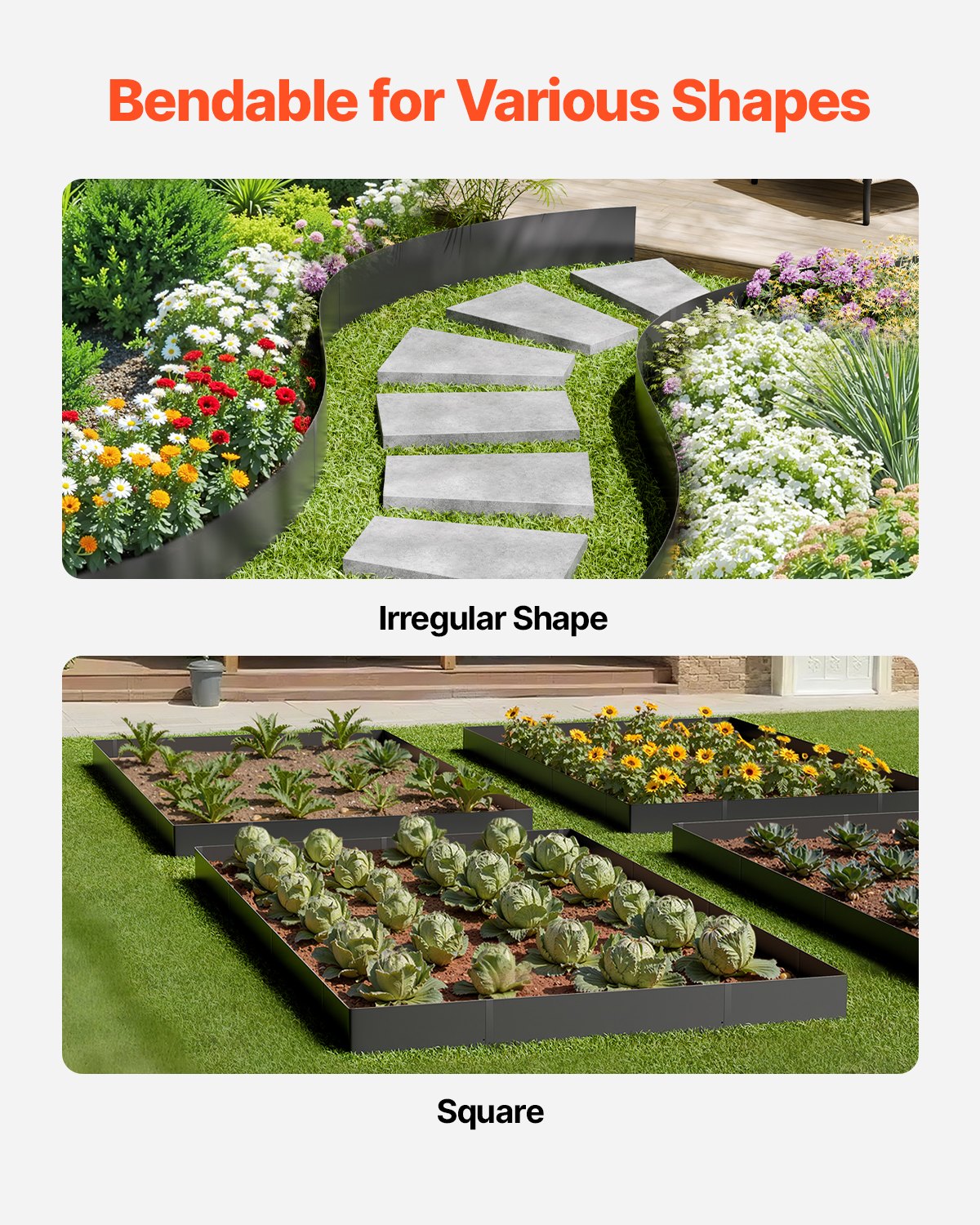 VEVOR Steel Landscape Edging, 6 Packs 40 x 6 in Rust-Resistant Metal Landscape Edging, Bendable Garden Edging Border, Heavy Duty Lawn Edging, Easy-to-Install, Flower Bed Yard Pathway Divider Black - DXGJSPZ6PCS43GBE4V0 - view 5