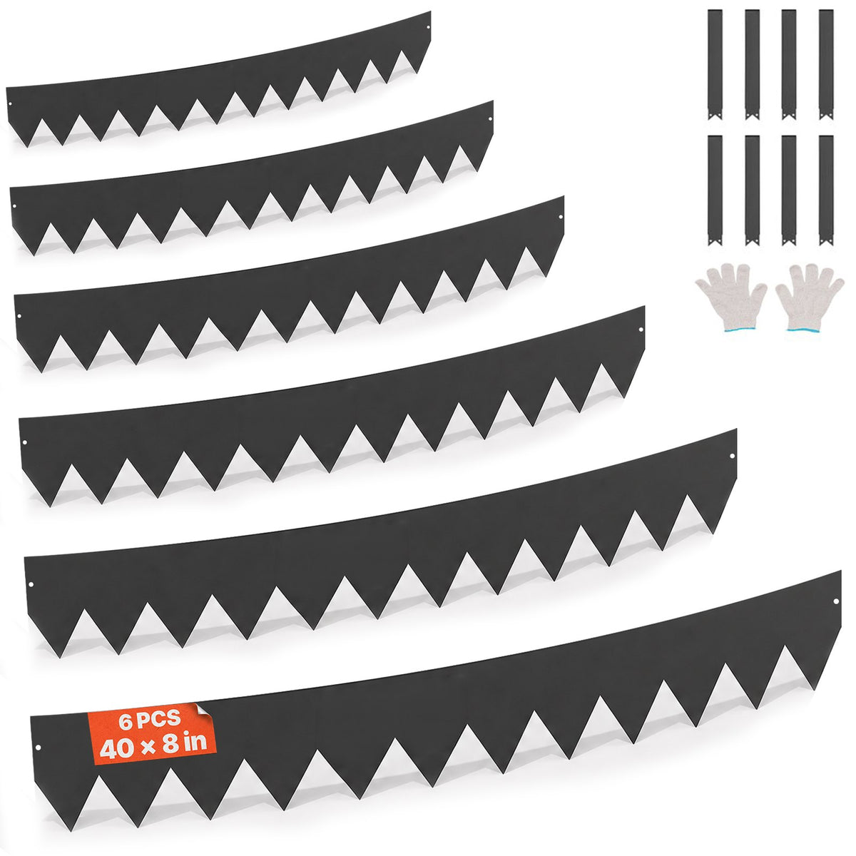VEVOR Steel Landscape Edging, 6 Packs 40 x 8 in Rust-Resistant Metal Landscape Edging, Bendable Garden Edging Border, Heavy Duty Lawn Edging, Easy-to-Install, Flower Bed Yard Pathway Divider Black - DXGJSPZ6PCS4LAZXXV0 - view 1