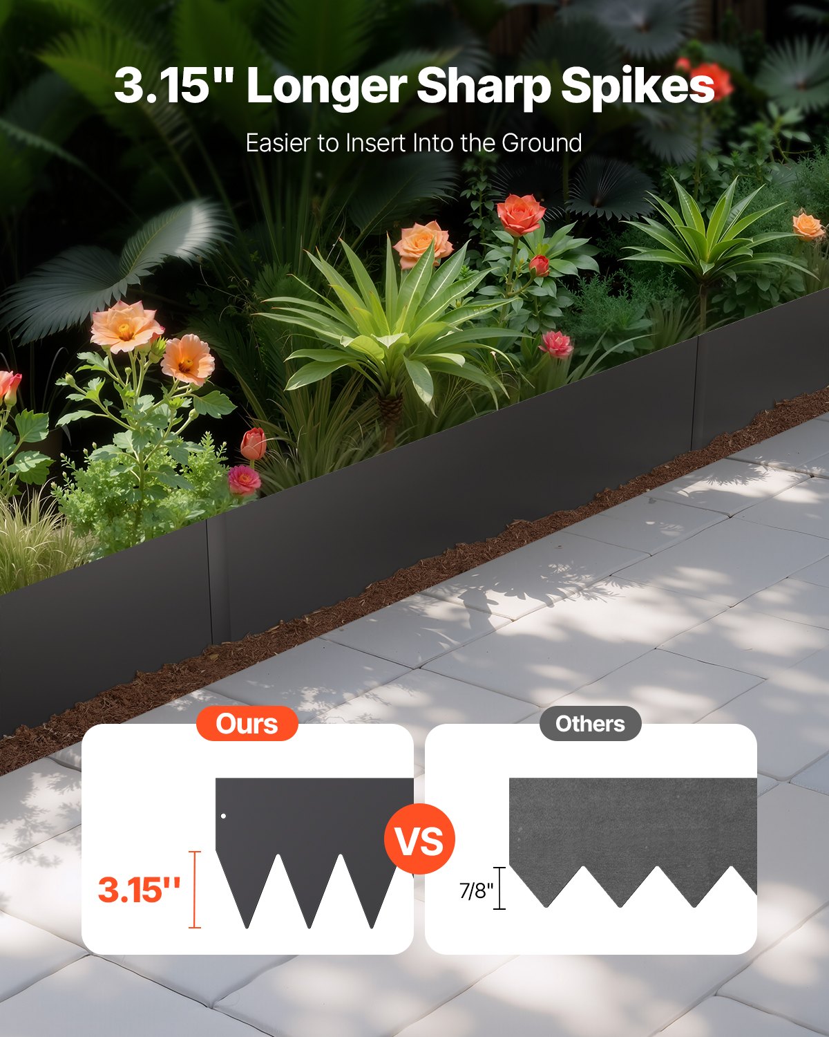 VEVOR Steel Landscape Edging, 6 Packs 40 x 8 in Rust-Resistant Metal Landscape Edging, Bendable Garden Edging Border, Heavy Duty Lawn Edging, Easy-to-Install, Flower Bed Yard Pathway Divider Black - DXGJSPZ6PCS4LAZXXV0 - view 3