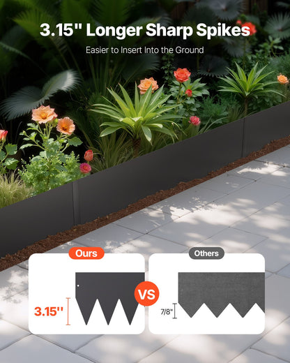VEVOR Steel Landscape Edging, 6 Packs 40 x 8 in Rust-Resistant Metal Landscape Edging, Bendable Garden Edging Border, Heavy Duty Lawn Edging, Easy-to-Install, Flower Bed Yard Pathway Divider Black - DXGJSPZ6PCS4LAZXXV0 - view 3